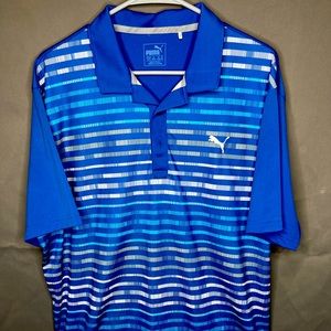 Puma Golf Men’s Polo Shirt XL Dry Cell Blue / White Graphics